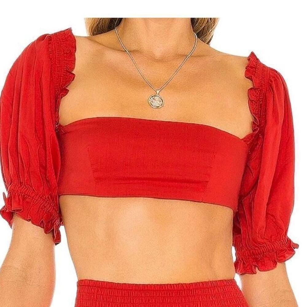 WeWoreWhat Solid Obe Ruby Coco Crop Top‎ Blouse X Large New
